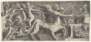 Frieze with Sphinx and Putto by Altar by Giulio Bonasone