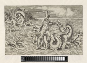 Hercules Wrestling Achelous by Giulio Bonasone