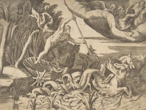 Neptune in His Chariot Being Drawn by Seahorses, from the 