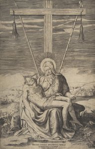 Pieta under the Cross of Golgatha by Giulio Bonasone