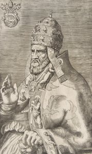 Portrait of Pope Marcellus II, Right Hand Raised Facing Left by Giulio Bonasone