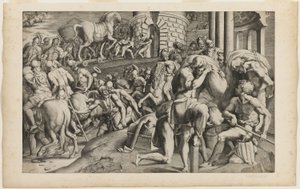 The Trojan Horse Being Dragged into the City of Troy