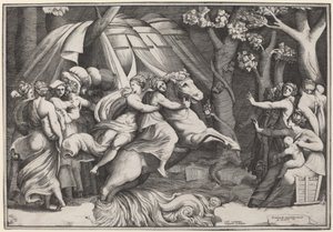Clelia Crossing the Tiber by Giulio Bonasone after Polidoro da Caravaggio