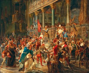 Mustering the soldiers Viva Messer Vittore Pisani! by Giulio Carlini