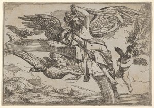Air, Represented by Iris Reclining on Her Rainbow, Accompanied by a Winged Putto by Giulio Carpioni