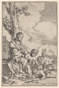 The Holy Family with the infant Saint John kissing Christ