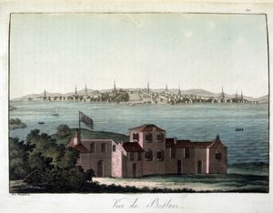 View of the City of Boston - in The Old and Modern Costume, by Dr. Jules Ferrario, ed. Milan