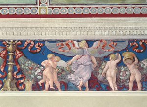 Camera con Fregio di Amorini, Wrestling Cupids (detail) by Giulio Romano