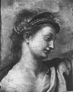 Justice, One of the Two Virtues Surrounding Pope St. Urban I (d.230) Raphael Rooms (detail)