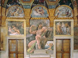 Olympia Seduced by Jupiter, Polyphemus Guarding Acis and Galatea, Pasiphae Entering the Cow Constructed by Daedalus, from the Sala di Amore e Psiche by Giulio Romano