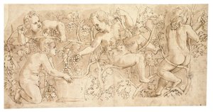 Putti Picking Grapes: Design for a Frieze by Giulio Romano