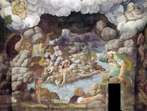 The Fall of the Giants Sala dei Giganti, 1536 by Giulio Romano