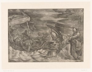 Christ Walking on Water by Giulio Sanuto (attributed to)