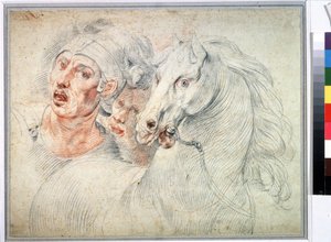 Study of a horse and two soldiers by Giuseppe Cesari