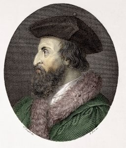 Portrait of the Italian Doctor, Poet and Humanist Girolamo Fracastoro (Hieronymus Fracastorius or Jerome Fracastor) (1478/83-1553) Engraving by Giuseppe (after) Longhi