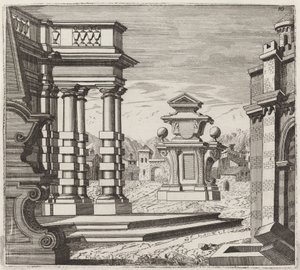 Architectural Fantasy with Portals and Monuments by Giuseppe Antonio Landi