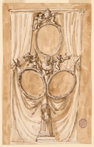 Decoration for portrait of Pope Pius VI and royal couple