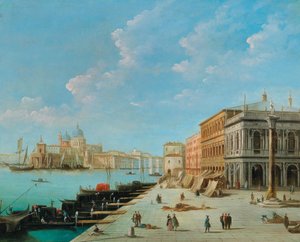 The Molo, Looking Towards the Zecca with the Column of Saint Theodore by Giuseppe Bernardino Bison