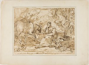 Angelica Resting at a Fountain by Giuseppe Bezzuoli