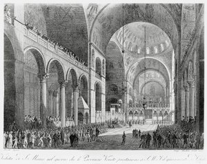 Veneto provinces swear allegiance to Austrian Emperor Francis II in Basilica of San Marco in Venice, May 7 by Giuseppe Borsato