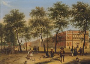 Presumed view of the Paseo del Prado with the Prado Museum, Madrid by Giuseppe Canella