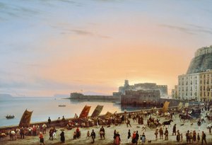 Sunset on Neapolitan waterfront by Giuseppe Canella