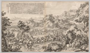 Attacking the Camp at Gatan Ola: from Battle Scenes of the Quelling of Rebellions by Giuseppe Castiglione