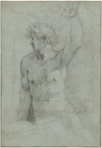 Nude Study of a Seated Young Man by Giuseppe Cesari