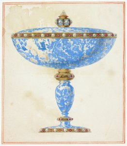Lapis Covered Dish on Stand