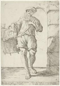 Seller of Flags or Fans by Giuseppe Maria Mitelli (signed by artist)