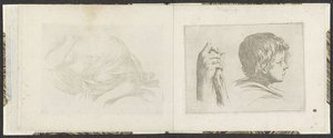 Hand with a Wooden Stick and Head of a Boy (series titles: Tekenvoorbeelden, Mitelli intaglio) by Giuseppe Maria Mitelli