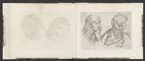 Two Busts of Older Women Facing Right by Giuseppe Maria Mitelli