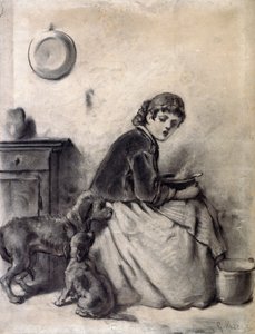 Woman with dogs by Giuseppe Mazza