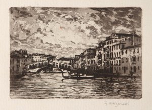 The Rialto Bridge in Venice by Giuseppe Miti Zanetti