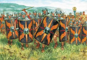 Roman antiquity: a group of Roman legionaries by Giuseppe Rava