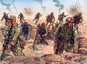 Second World War, North Africa Campaign: soldier of the Deutsches Afrikakorps (Afrika Korps, Afrikakorps or DAK), German Expeditionary Force, in the Libyan Desert by Giuseppe Rava
