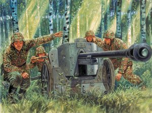 Second World War: Panzerabwehrkanone 38 or Pak 38, German tank defense gun (illustration by Giuseppe Rava) by Giuseppe Rava
