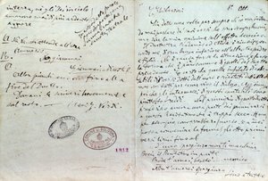 Handwritten Letter of Giuseppe Verdi to Aida Librettos Author Antonio Ghislanzoni by Giuseppe Verdi