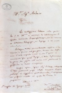Handwritten letter of Giuseppe Verdi to Bologna mayor when he became honorary citizen, June 20 by Giuseppe Verdi