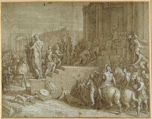 The Legend of Seven Kings Paying Homage to a Pope by Giuseppe della Porta Salviati