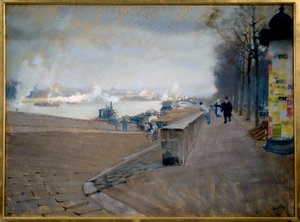 La Seine in Paris by Giuseppe or Joseph de Nittis