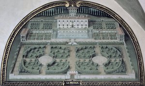 Villa della Pretaia from a series of lunettes depicting views of the Medici villas by Giusto Utens