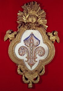 The Fleur de France, genealogical tree with thirteen portraits of Louis XV (1710-74) and his descendants in a fleur-de-lys shaped frame, 1765