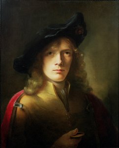 Portrait of a Young Man Holding a Medal