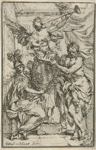 Minerva, Hercules, and Fame with Coat of Arms by Godfried Maes