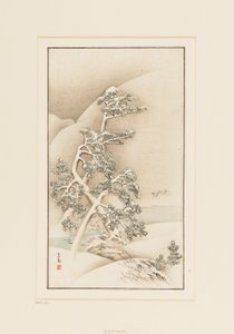 Woodblock print-Trees in snow by Goshua