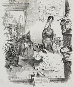 Dog and Porcupine, Caricature by Jean-Jacques Grandville