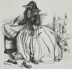 Literate Woman, Caricature by Jean-Jacques Grandville by Grandville