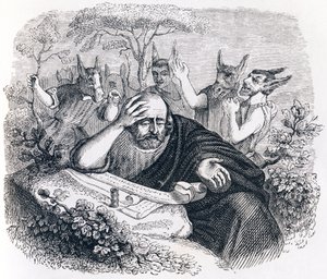 Democritus (460-370 BC) and the Abderitans (Letter from Hippocrates) - Fables by La Fontaine by Grandville