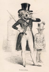 Lion of Paris. Illustrated vignettes by JJ Granville. Engraving signed Andrew, Best and Leloir in the section titled "Voyage of an African Lion to Paris" written by Honore de Balzac in "Scenes from the Private and Public Life of Animals". Paris, J. Hetzel 